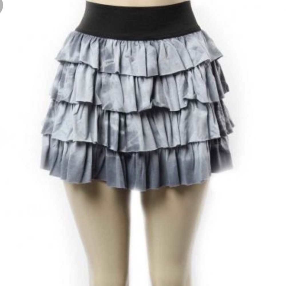 Stylebook Layered Gray Skirt w/ Elastic Waist Sz-S